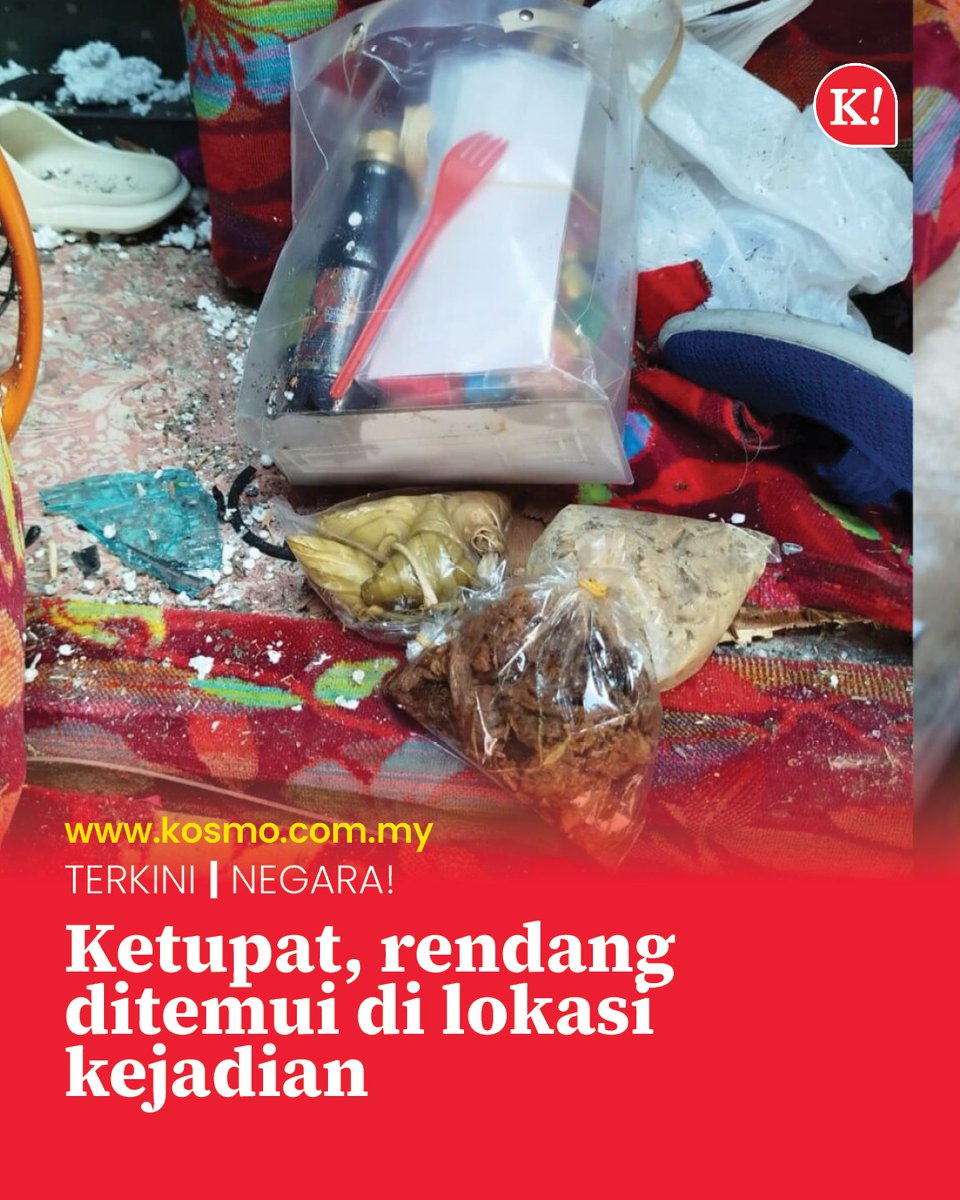 Ketupat dan rendang menjadi saksi bisu kemalangan melibatkan sebuah bas membawa pelajar Universiti Pendidikan Sultan Idris (UPSI) dan Perodua Alza yang meragut 15 nyawa di Gerik, Perak awal pagi tadi.

https://t.co/l7y9jQDu1U 