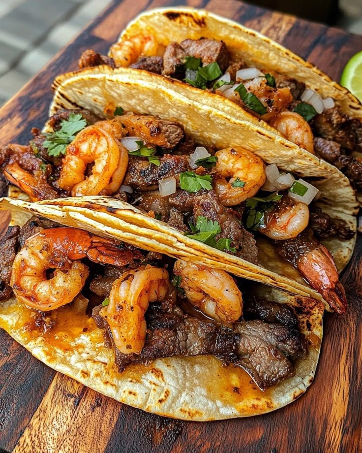 Shrimp and Steak Tacos 