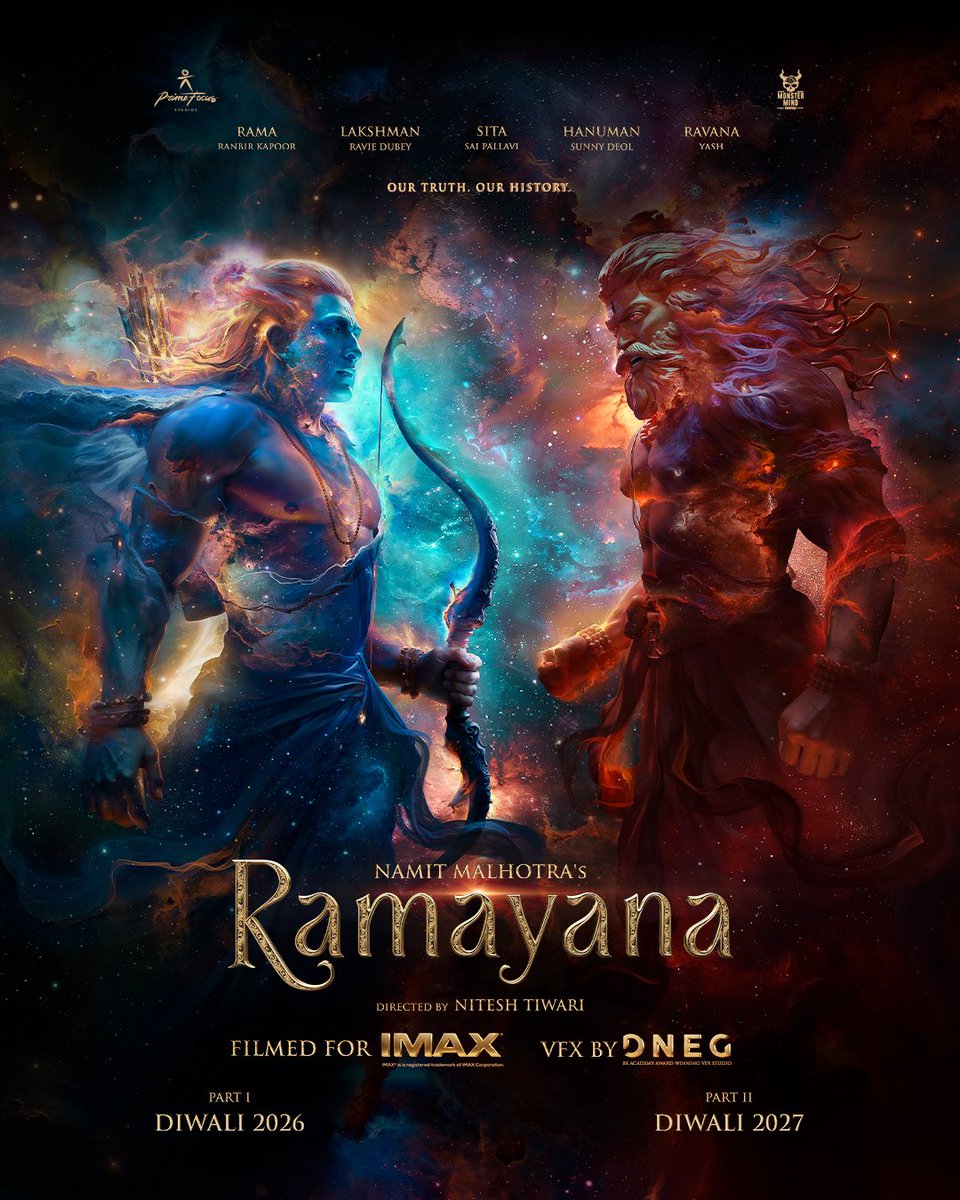 Witness the IMMORTAL story of Rama vs. Ravana 🏹

Ramayana.
Our Truth. Our History. 

Filmed for IMAX.

From INDIA for a BETTER World.
#Ramayana #RamayanaByNamitMalhotra

@malhotra_namit @niteshtiwari22 @TheNameIsYash #RanbirKapoor @Sai_Pallavi92 @iamsunnydeol @_ravidubey 