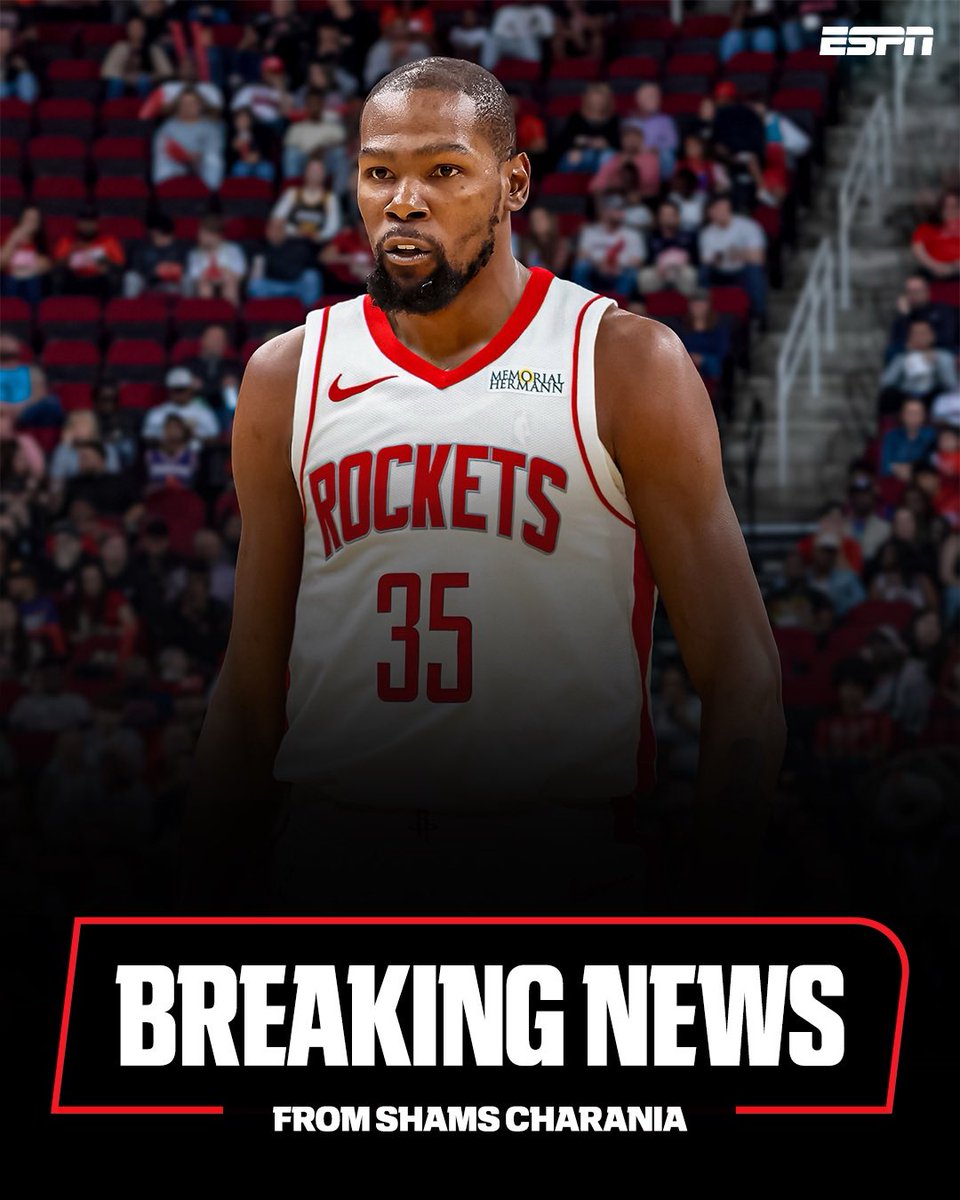 BREAKING: The Phoenix Suns are trading two-time NBA Finals MVP Kevin Durant to the Houston Rockets for Jalen Green, Dillon Brooks, the No. 10 pick in the 2025 draft and five second-round picks, sources tell ESPN. 