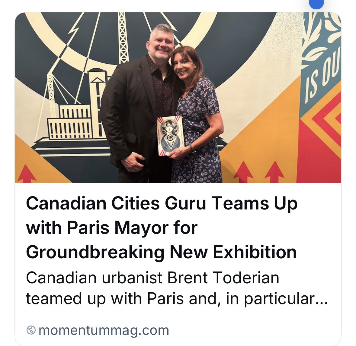 NEW: “Canadian urbanist @BrentToderian teamed up with the city of Paris and, in particular, its mayor, Anne Hidalgo, on a new exhibition that shines a light on cities and global climate action.”

Thanks @momentummag!
https://t.co/5VQu8cyQLr 