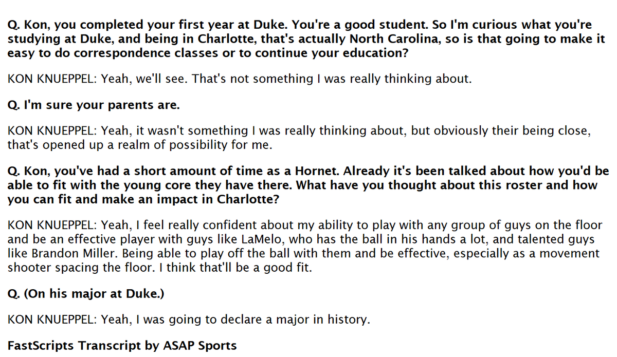 Kon Knueppel had the weirdest press conference ever after getting drafted. This is the entirety of his presser: 