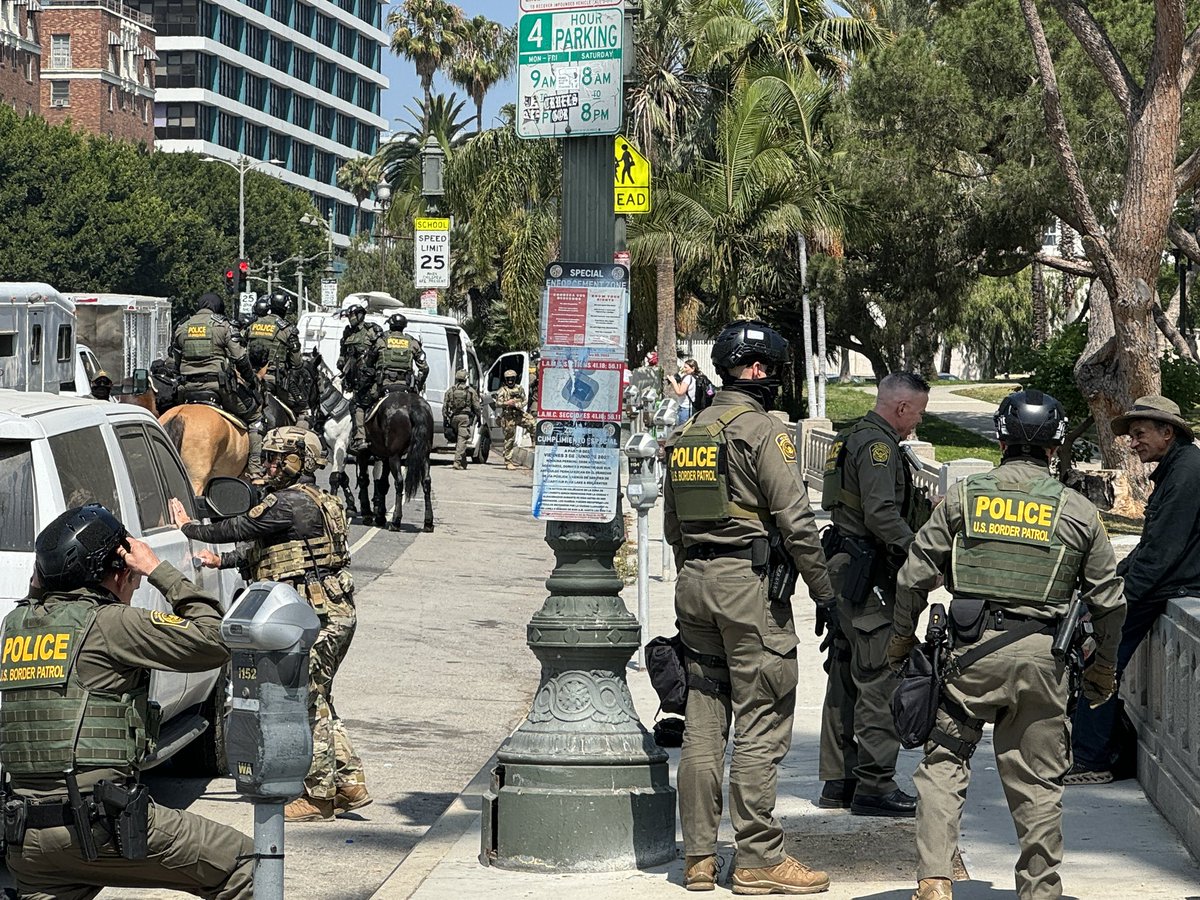 BREAKING: We are with hundreds of federal agents and military as a massive federal immigration enforcement operation is underway in the MacArthur Park area of the sanctuary city of Los  Angeles, an area with heavy MS-13 influence. Mayor Bass has demanded raids stop, Feds respond 