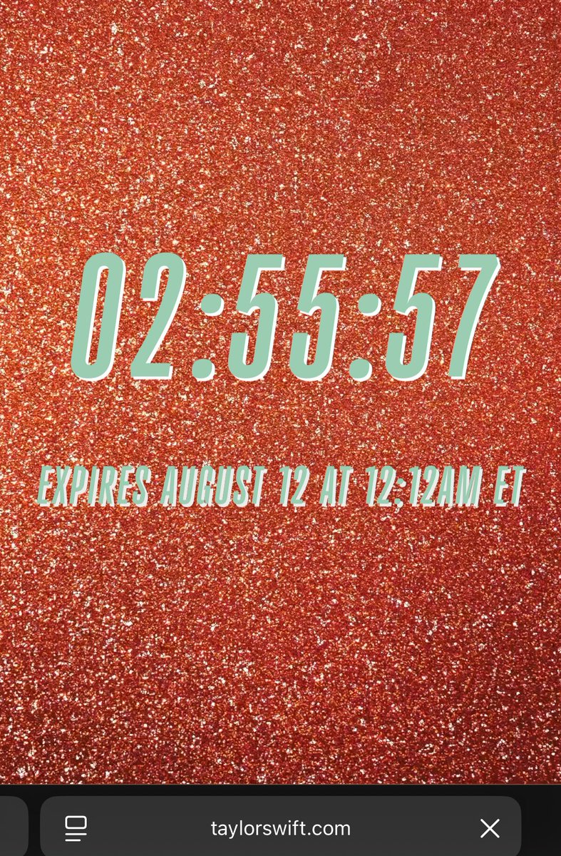 🚨| Taylor Swift’s official website now features a countdown set to expire on August 12 at 12:12 AM ET!!!!! 