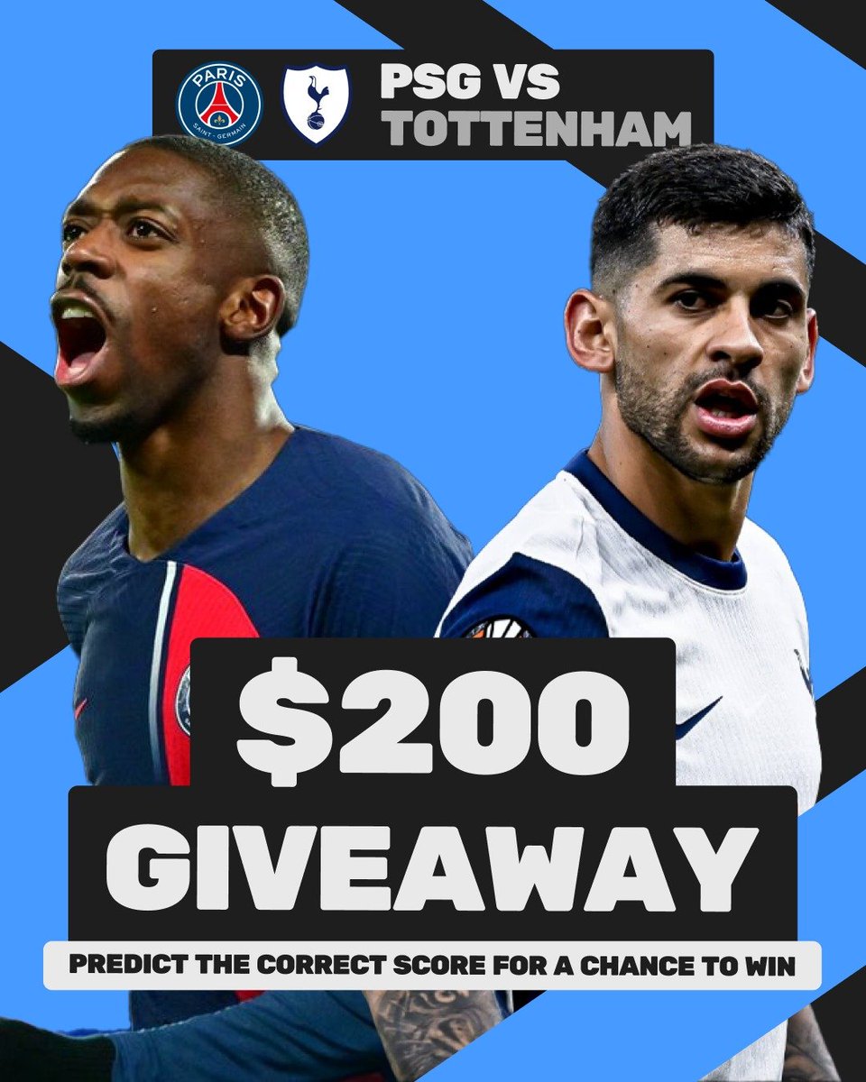 $200 PSG vs Tottenham Giveaway!

To celebrate ScorePlay’s August 13th launch, we are hosting a $20 x 10 winners giveaway!

To participate:
- Comment the correct score for PSG vs Tottenham #PSGTOT
- Like and retweet this post
- Follow ScorePlay

👇 
