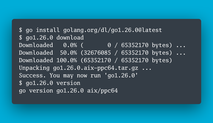 🌟 Go 1.26.0 is released!

📝 Release notes: https://t.co/ChFCQ579Xc

⬇️ Download: https://t.co/6LE37h9eQH

#golang 