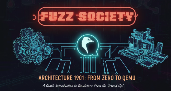 📣"Architecture 1901: From zero to QEMU - A Gentle introduction to emulators from the ground up!" released!📣
https://t.co/g3C4AgbrD6

This class by Antonio Nappa @jeppojeps of Fuzz Society @fuzzsociety_org builds up your knowledge from learning a toy 8-bit CPU architecture all 