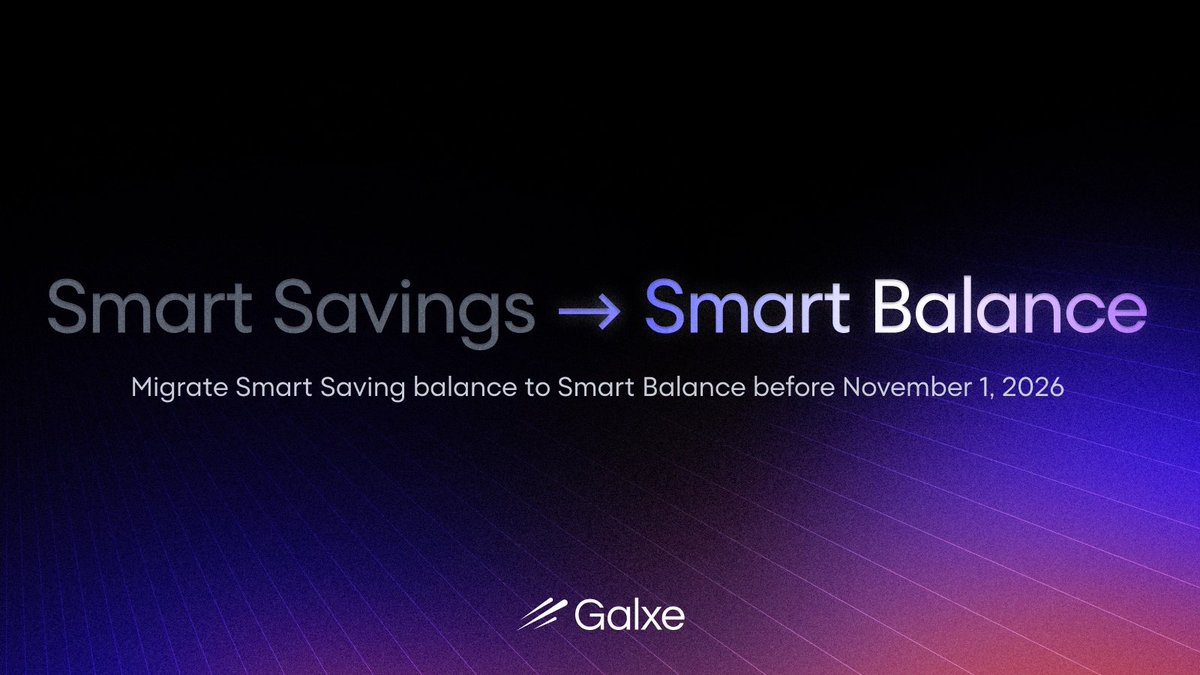 Smart Savings is now Smart Balance 🆕
Smart Balance is designed to support smoother payments across Galxe products.

All deposits made on or after July 7 onwards will be credited to Smart Balance, which will no longer provide yield, and withdrawals from Smart Balance will not be 