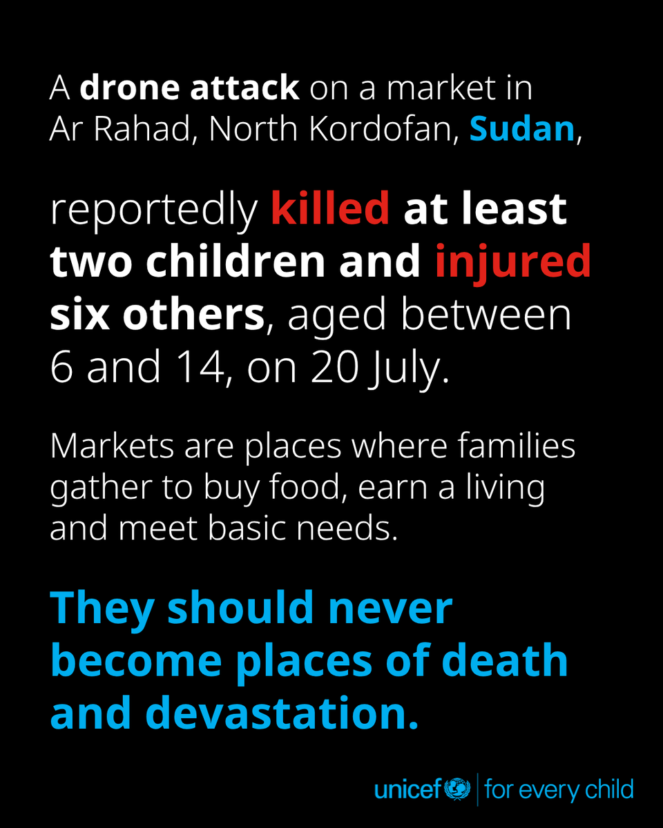“Every child killed or injured is one too many.

UNICEF calls on all parties to protect civilians and civilian infrastructure, comply with their obligations under international humanitarian law, and allow and facilitate safe, rapid and unimpeded humanitarian access to children 