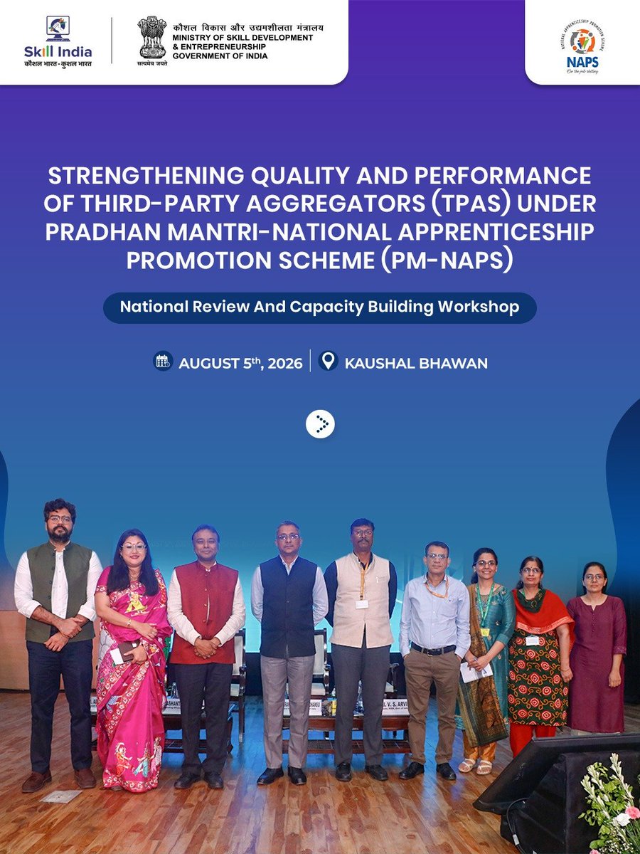Strengthening Apprenticeship Pathways Through Quality, Collaboration and Capacity Building.

The Ministry of Skill Development &amp; Entrepreneurship (MSDE) organised the National Review and Capacity Building Workshop for Third-Party Aggregators (TPAs) under the Pradhan 