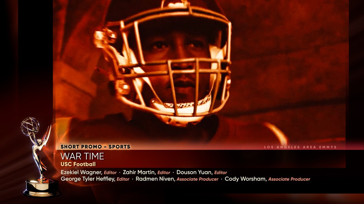 And the #LAAreaEmmy for Outstanding Short Promo - Sports goes to...

War Time, USC Football #LAAreaEmmys 