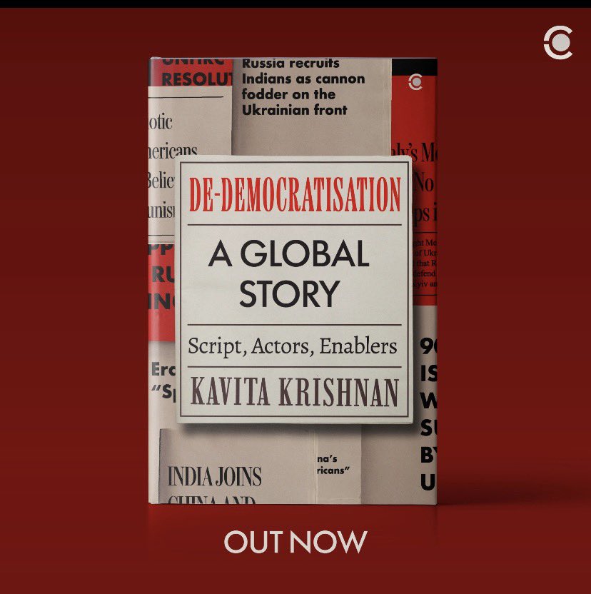 Excited! My book - 
De-democratisation, A Global Story: Script, Actors, Enablers - 
is out today! 
Stop looking at the world thru a West vs Rest, unipolarity vs multipolarity lens, it’s camouflage for a de-democratisation campaign in which Trump, Putin, Xi, Modi etc are partners 