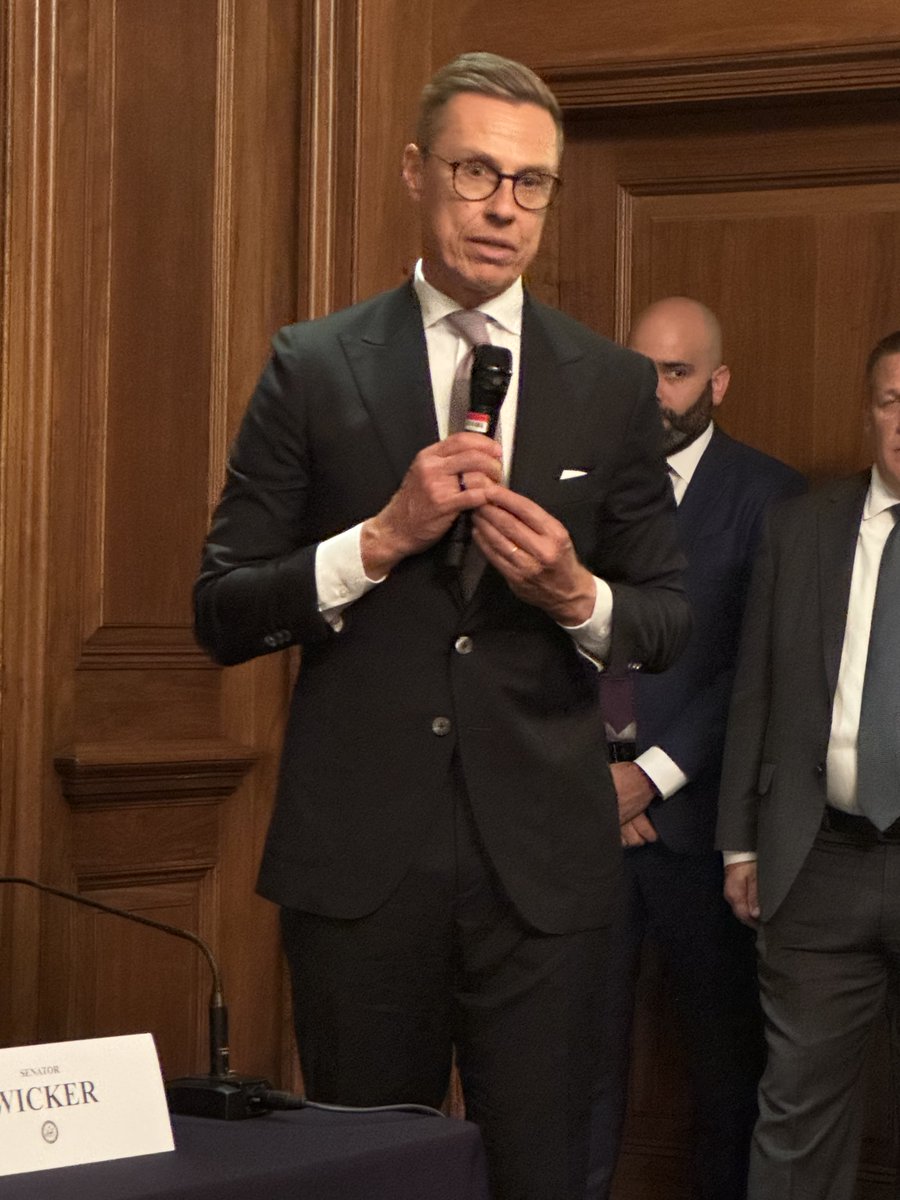 President of Finland also addressing same group. 