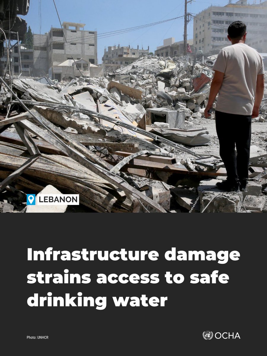 In #Lebanon, damage to water systems and other civilian infrastructure in the south has disrupted safe drinking water for more than 700,000 people.

Damage to reservoirs, pumping stations and boreholes is increasing public health risks.

Read more: https://t.co/60soQLkjPv 