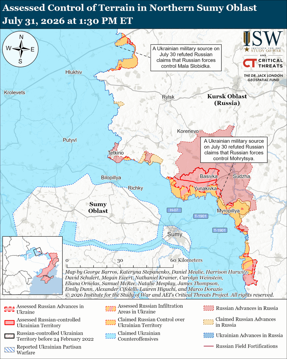 NEW: The Russian Northern Grouping of Forces and high military command are likely lying to the Kremlin about the extent of Russian gains in northern Ukraine in order to further the narrative that Russian forces are actively advancing across the entire theater, including a part of 