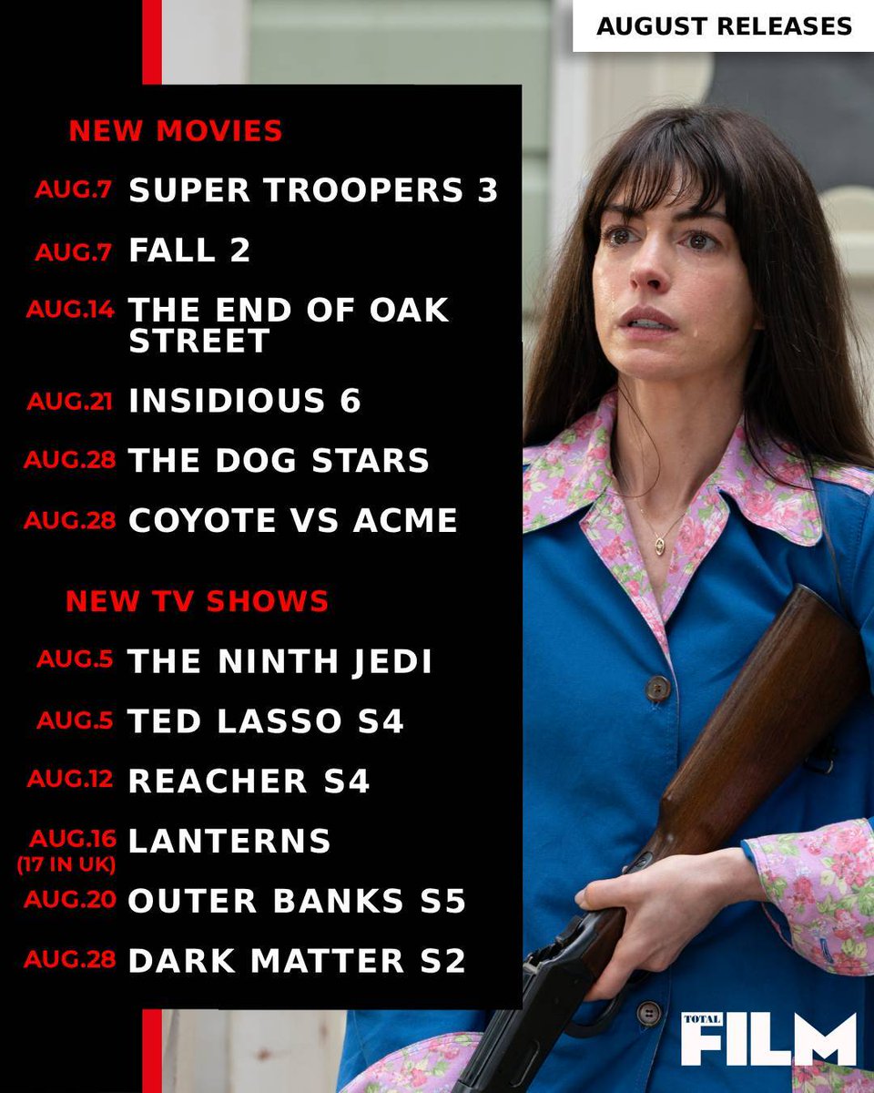 Happy August! Plenty of new movies and shows are hitting both the big and small screens this month 📺

Which upcoming title are you most looking forward to? 