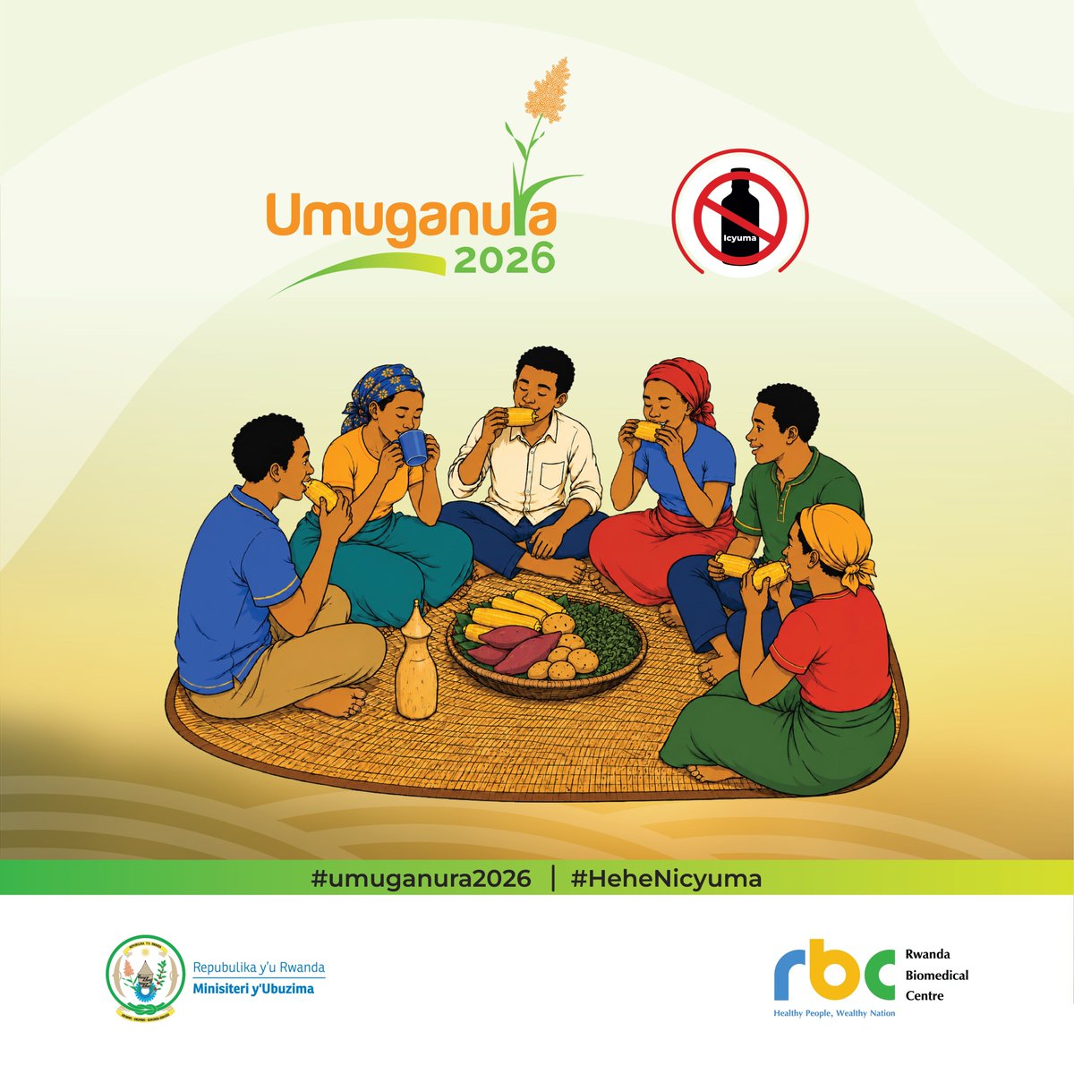 Tubifurije Umunsi Mwiza w'Umuganura!

​Dukomeze kwizihirwa mu miryango yacu, dufate indyo yuzuye, dukore imyitozo ngorora mubiri, tunywe amazi nibura litiro 2 ku munsi, turyame nibura amasaha 7 buri joro , kuko ibyo byose ari byo soko y'ubuzima bwiza.

Tuzirikane kandi ko nta 