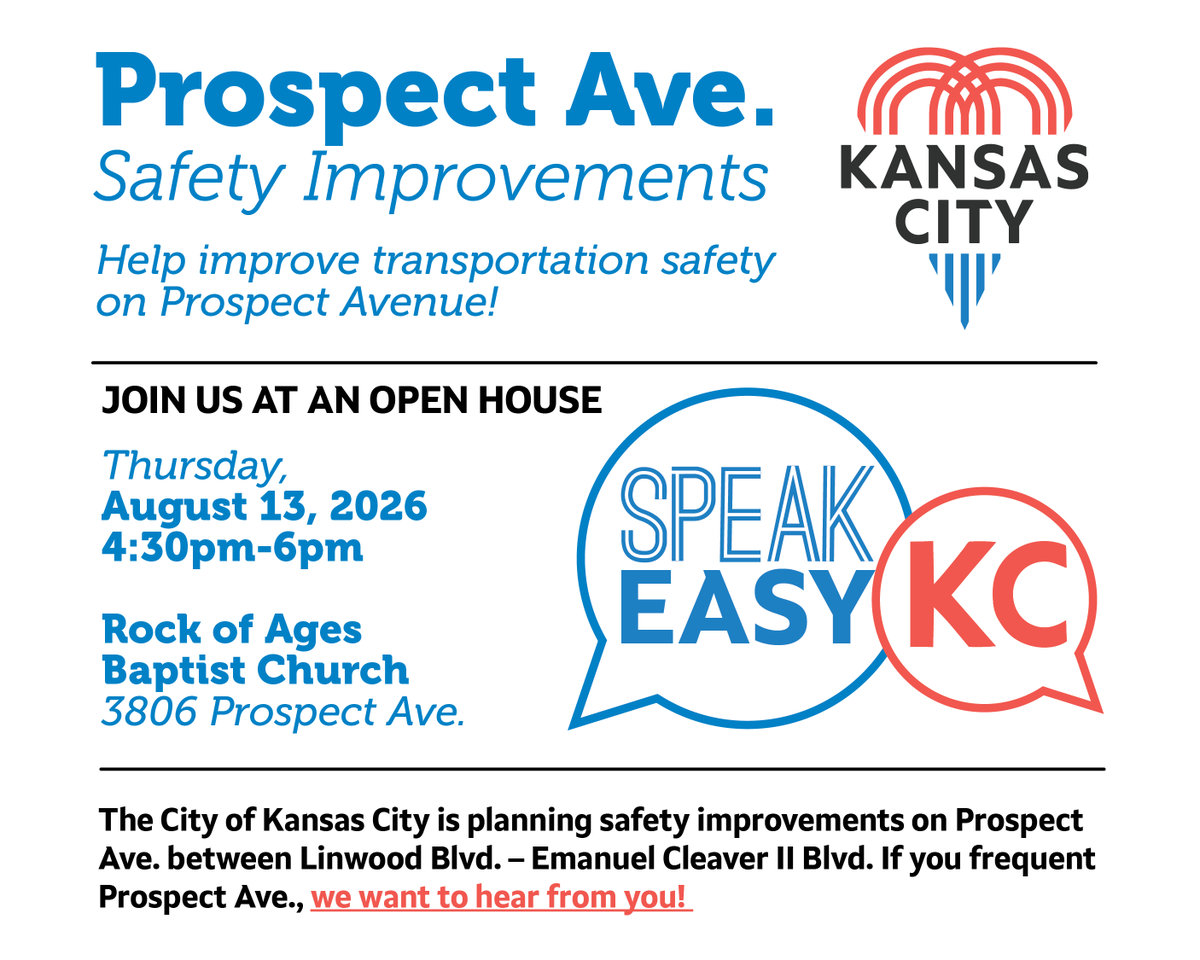 Safer streets start with community input. Join us to share your ideas about how Kansas City can improve Prospect Avenue. 