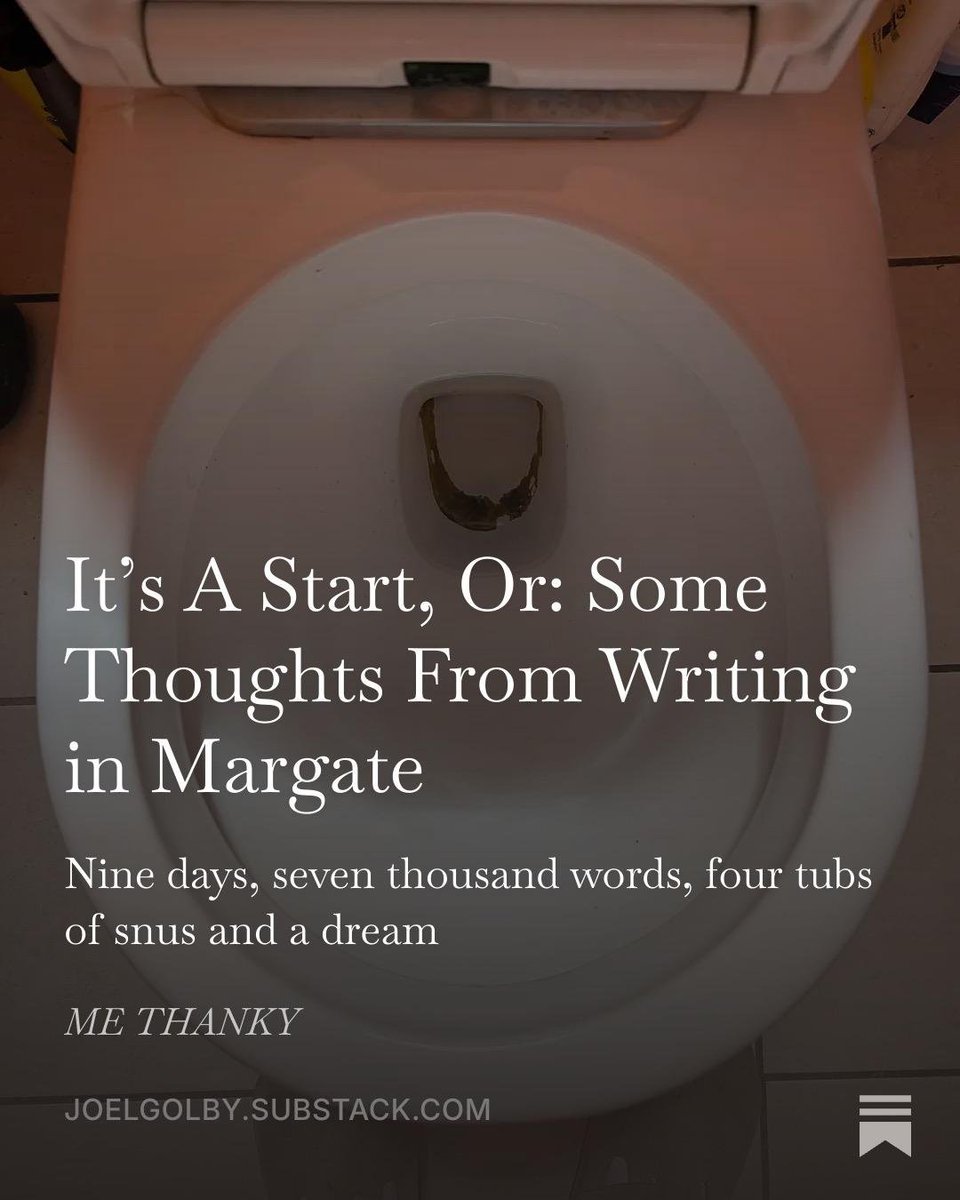 "Man must find distractions and hobbies to displace the urge to kill, and mine recently has been limescale in toilets."

@joelgolby opens up about his snus habit, his erection pills, and his journey through the creative process in his newly-launched Substack, ME THANKY 