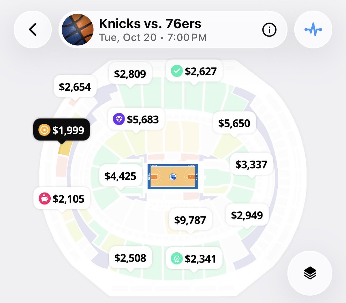 BREAKING: The Knicks home opener is the most expensive opening game ever.

Current get-in: $1,999 