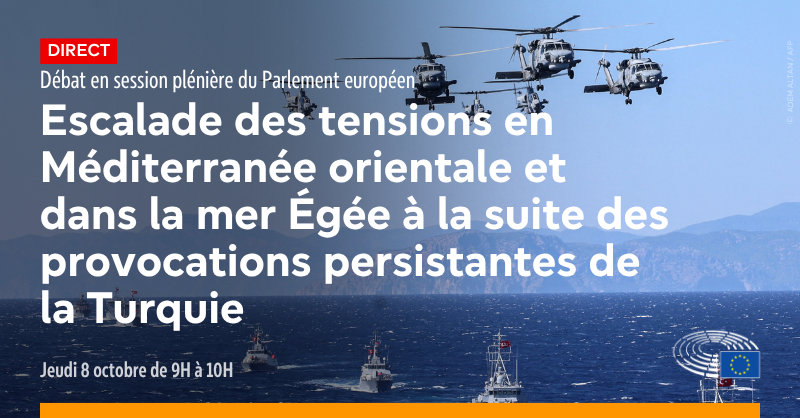 #Turquie | Ce matin, les députés européens débattent de l’escalade des tensions en Méditerranée orientale et en mer Égée, à la suite des provocations persistantes de la Türkiye, avec une déclaration de la Commission.

🕐de 9H à 10H
🔴 Suivez le direct : https://t.co/o17dZ1ow8x 