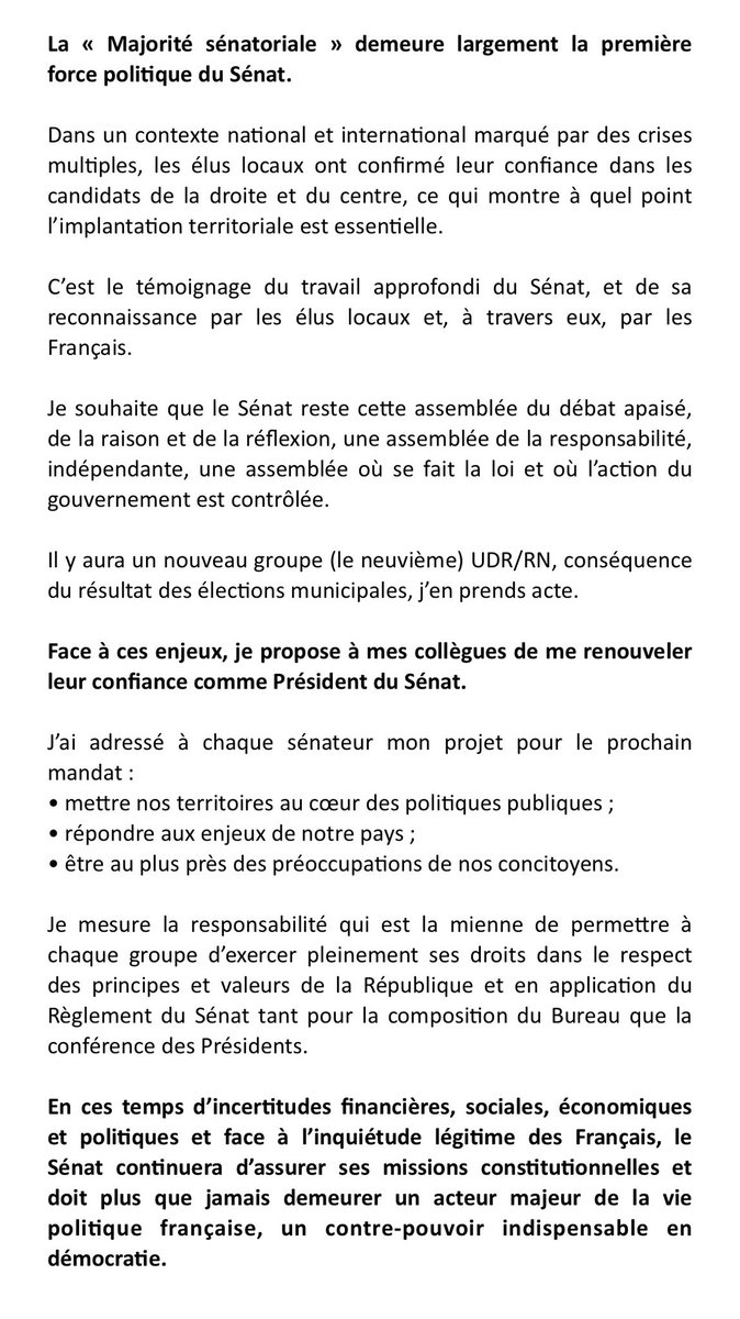 Élections sénatoriales 2026 : Aujourd’hui, la « démocratie des territoires » s’est exprimée, elle est le reflet des élections municipales.
#senatoriales2026 