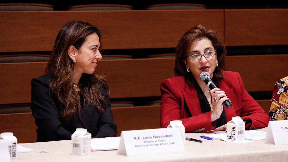 Thank you #UAE &amp; H.E. Lana Nusseibeh for convening us on the future of women, peace and security. Together we train women from 25 countries and advance economic empowerment &amp; climate action. Women build peace. Let us match their leadership with lasting investment. @UAEMissionToUN 