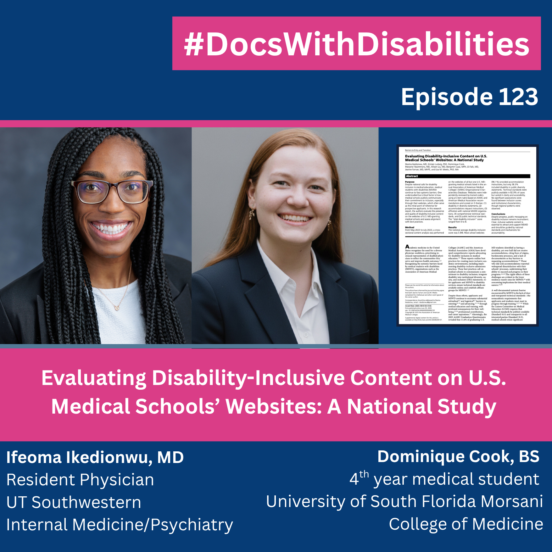 Episode 123: Evaluating Disability-Inclusive Content on U.S. Medical Schools' Websites: A National Study
