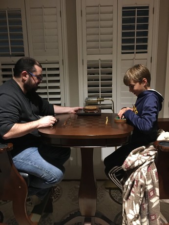 Intense chess match with the world’s smallest chess pieces. 1-1 was the final score. #thanksgiving2019